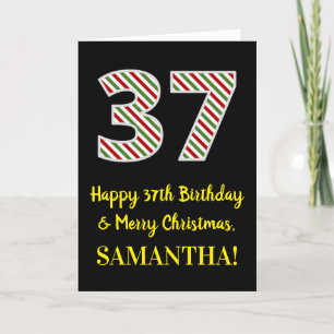 Carte Joyeux 37e anniversaire & Joyeux Noël, Nom personn