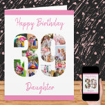 Carte Joyeux 39e anniversaire Numéro 39 Photo Collage<br><div class="desc">Carte d'anniversaire unique 39e avec votre propre collage photo personnalisé et libellé. Cette carte d'anniversaire a une typographie de script féminine en rose et de style simple avec l'accent sur vos images dans le numéro 39. Le modèle est configuré pour vous pour éditer Happy Birthday Mom to girl ou mama...</div>