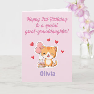 Carte Joyeux 3e anniversaire à une arrière-petite-fille