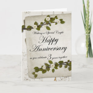 Carte Joyeux 3e anniversaire Floral