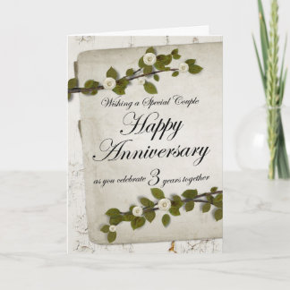 Carte Joyeux 3e anniversaire Floral