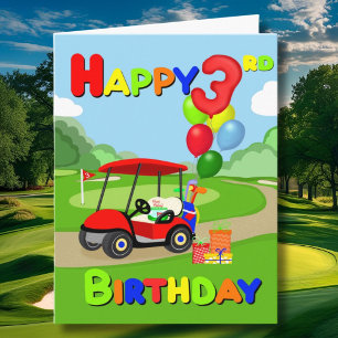 Carte Joyeux 3e anniversaire Red Boys Golf Card