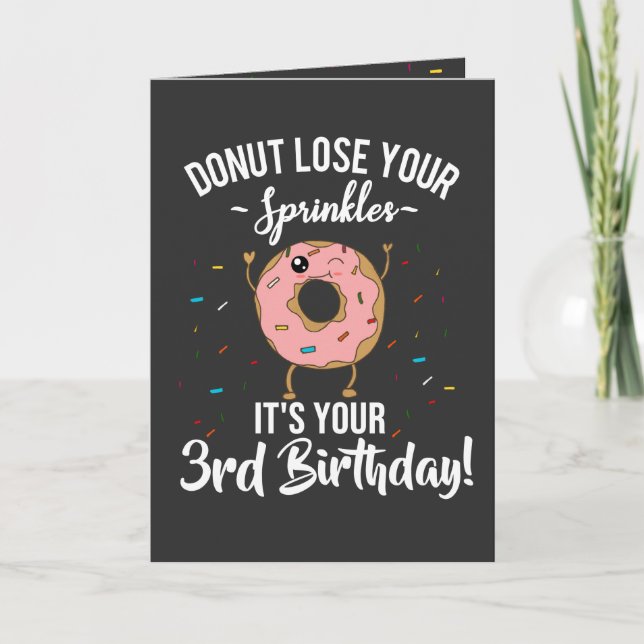 Carte Joyeux 3e anniversaire thème donut drôle (Devant)