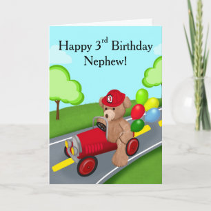 Carte Joyeux 3ème anniversaire Neveu Ours en peluche Cam