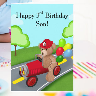 Carte Joyeux 3ème Anniversaire Ours en Peluche Camion d