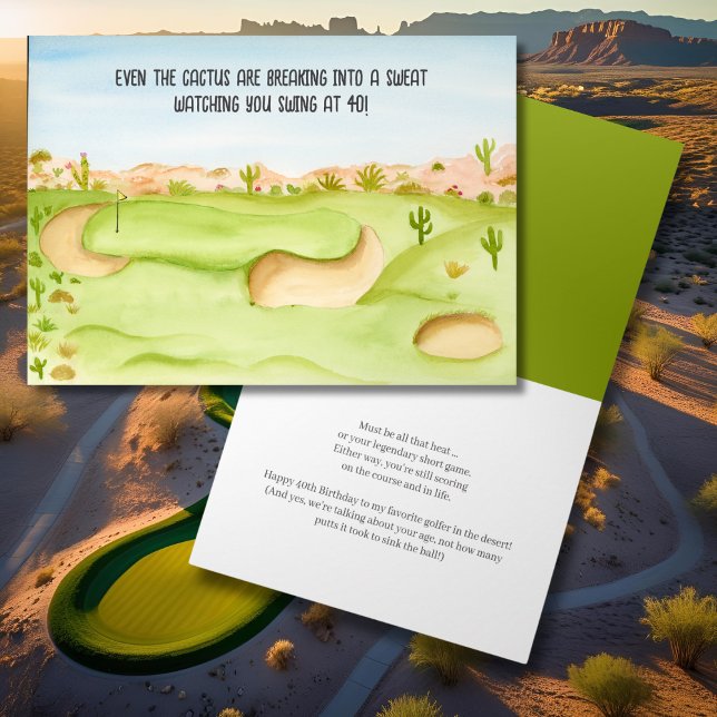 Carte Joyeux 40e anniversaire Desert Golf Course aquarel (Créateur téléchargé)