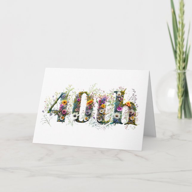Carte Joyeux 40e anniversaire Fleurs sauvages Joyeux ann (Devant)