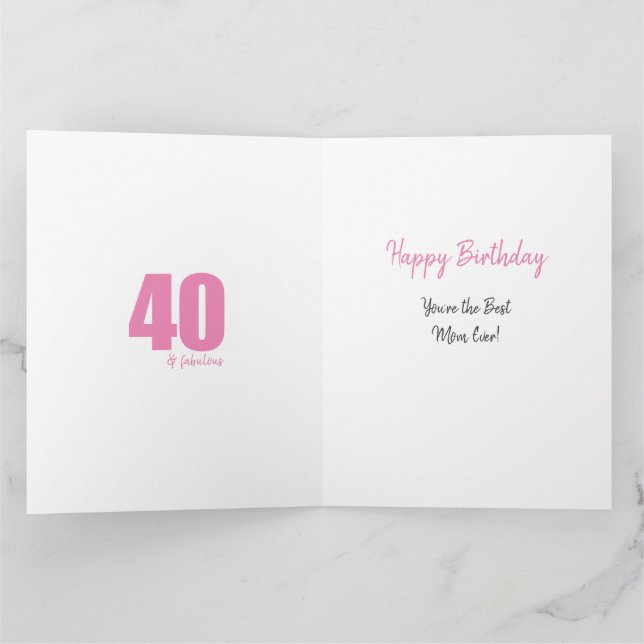 Carte Anniversaire 40 Ans - Carte De Vœux Personnalisable, Papier Kraft 280g - Cadeau Pour Femme Ou Homme - 14