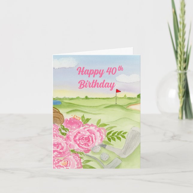 Carte Joyeux 40e anniversaire Peonies sur le terrain de  (Devant)