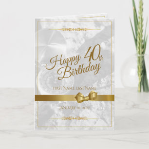 Carte Joyeux 40ème anniversaire avec arc en or