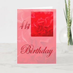 Carte Joyeux 41e Anniversaire Dianthus Fleur Rouge