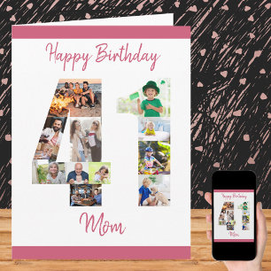 Carte Joyeux 41e Anniversaire Maman Collage Photo Numéro