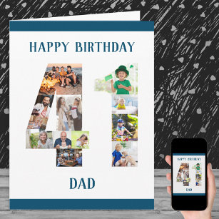 Carte Joyeux 41e anniversaire Papa Numéro 41 Collage pho