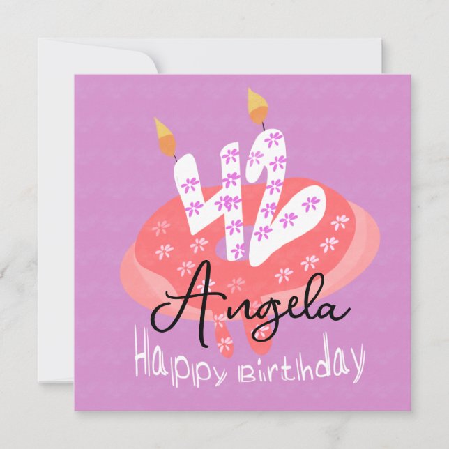 Carte Joyeux 42e Anniversaire Gâteau Donut (Devant)