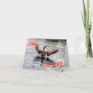 Carte Joyeux 43e anniversaire Oie battant
