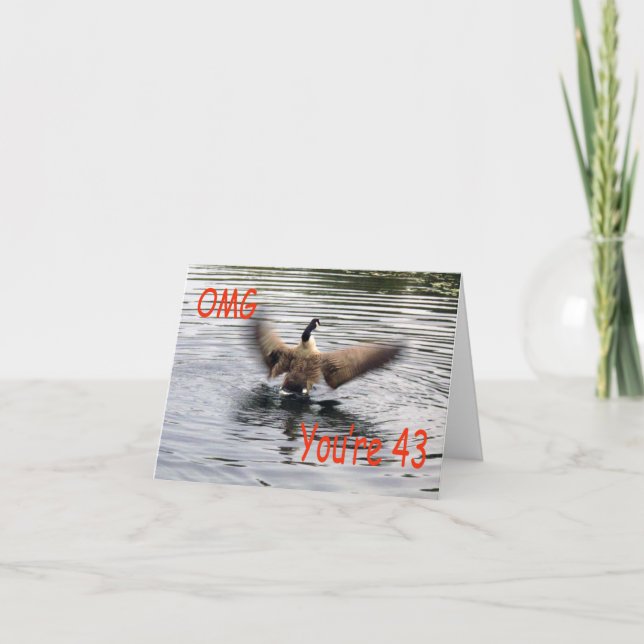 Carte Joyeux 43e anniversaire Oie battant (Devant)