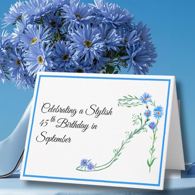 Carte Joyeux 45e anniversaire Fleurs de l'Aster bleu de  (Créateur téléchargé)