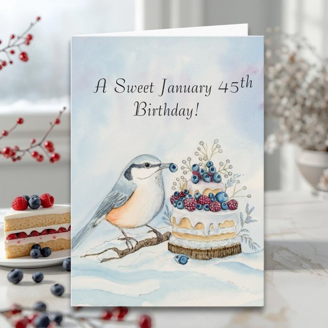 Carte Joyeux 45e anniversaire Nuthatch Bird (Créateur téléchargé)