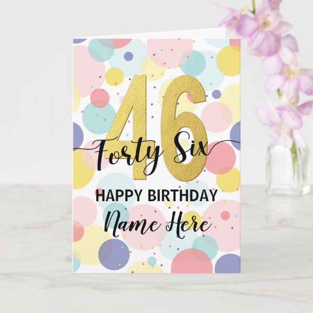 Carte Joyeux 46e Birthday Pastel Rainbow Gold Woman (Orchidée)