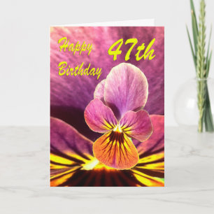 Carte Joyeux 47ème anniversaire Pansy Flower