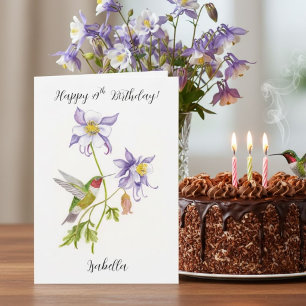 Carte Joyeux 49e anniversaire Columbine avec Hummingbird