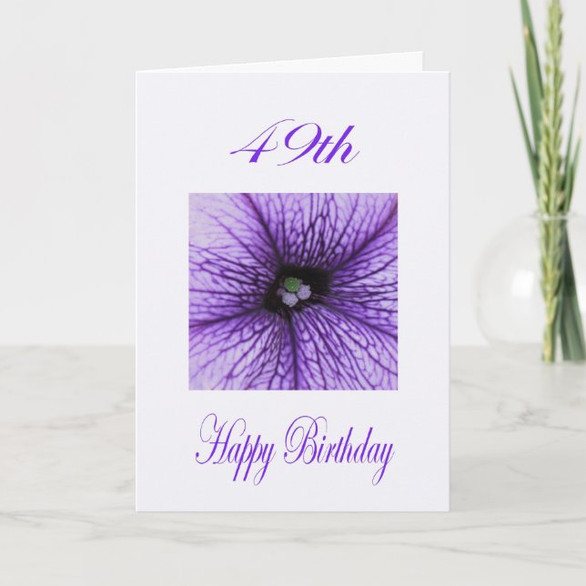 Carte Joyeux 49e anniversaire pourpre fleurs (Devant)