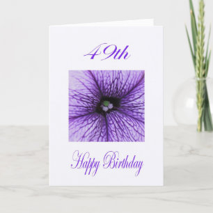 Carte Joyeux 49e anniversaire pourpre fleurs