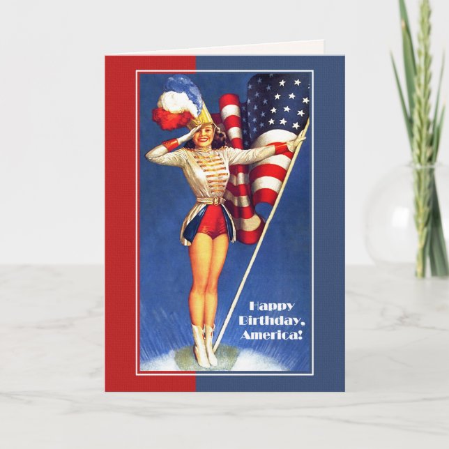 Carte Joyeux 4 juillet. Armoire rétro (Devant)
