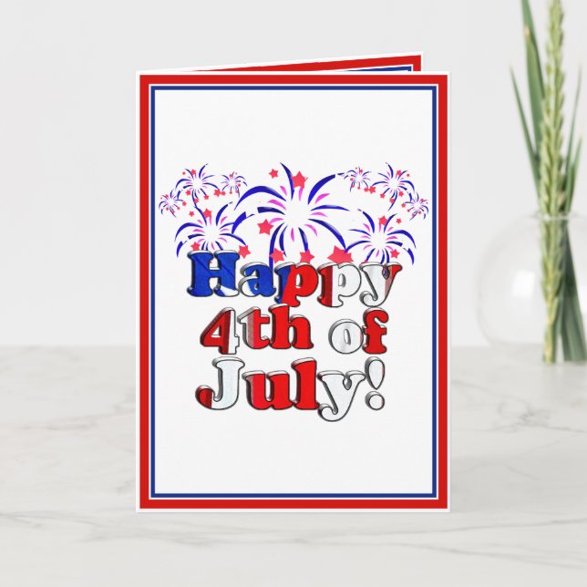 Carte Joyeux 4 juillet avec Fireworks (Devant)