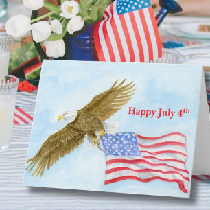 Carte Joyeux 4 juillet avec l'aigle américain volant ave