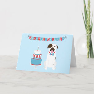 Carte Joyeux 4 Juillet Chien Rouge Blanc Bleu