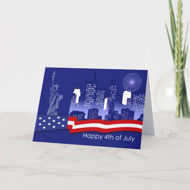 Carte Joyeux 4 juillet. Design patriotique (Devant)