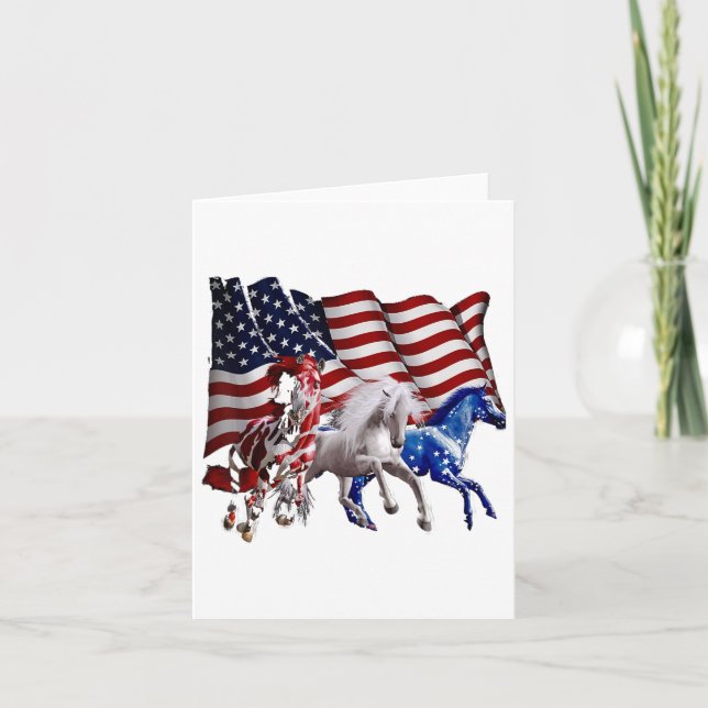 Carte Joyeux 4 juillet Drapeau américain Rouge Blanc Che (Devant)