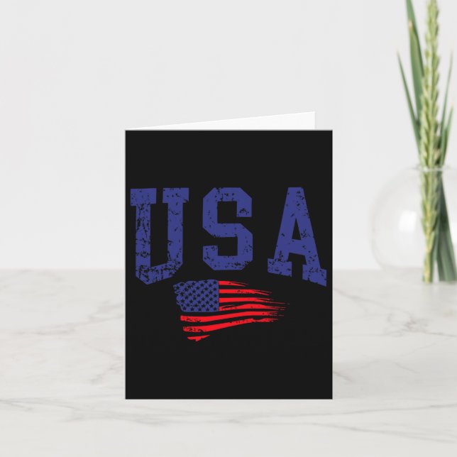 Carte Joyeux 4 juillet drapeau États-Unis américain fièr (Devant)