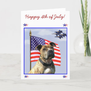 Carte Joyeux 4 juillet Patriotic pitbull dog