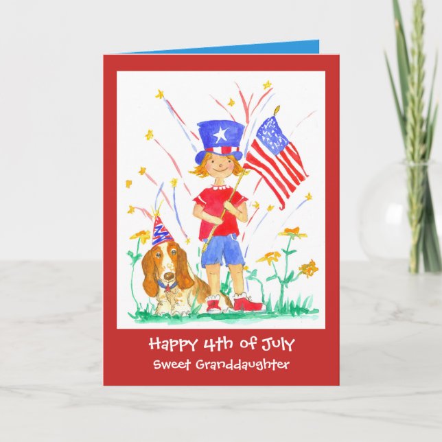 Carte Joyeux 4 juillet petite fille sur mesure (Devant)
