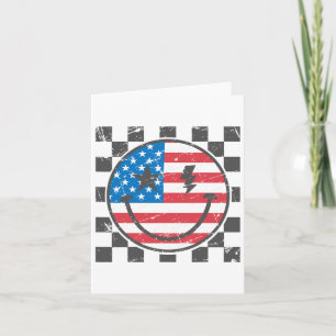 Carte Joyeux 4 juillet Super Sourire Face Rouge Blanc Bl