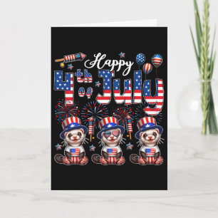 Carte Joyeux 4 juillet Trois Furets Mignons Célibataires
