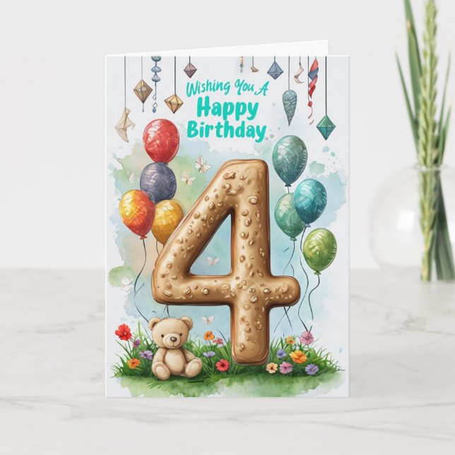 Carte Joyeux 4e anniversaire (Devant)
