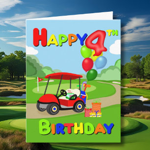 Carte Joyeux 4e anniversaire Red Boys Golf Card