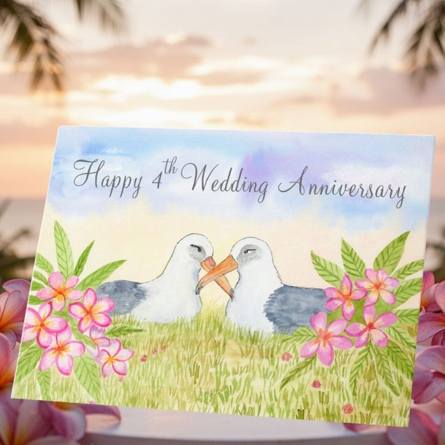 Carte Joyeux 4ème anniversaire de mariage Laysan Albatro (Créateur téléchargé)