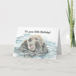 Carte Joyeux 50 e anniversaireMignonne Excitée Otter H
