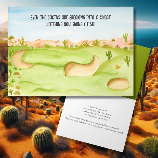Carte Joyeux 50e Anniversaire Aquarelle du parcours de g (Créateur téléchargé)