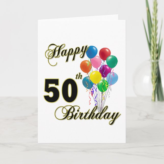 Carte Joyeux 50e anniversaire cadeaux et vêtements d'ann (Devant)