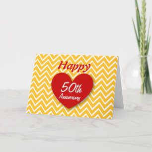 Carte Joyeux 50e Anniversaire de Mariage Chevrons Dorés 