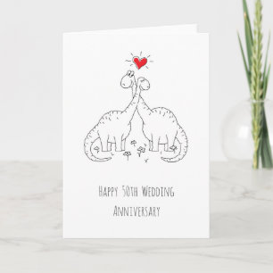 Carte Joyeux 50e anniversaire de Mariage couple Dinosaur