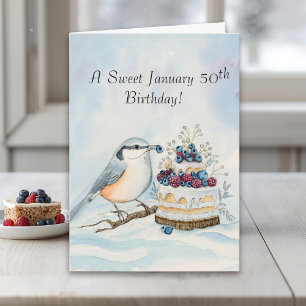 Carte Joyeux 50e anniversaire Sittelle en janvier