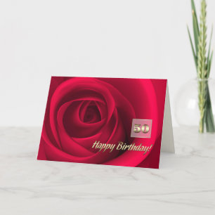 Carte Joyeux 50ème anniversaire. Élégante Rose rouge