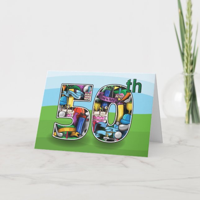 Carte Joyeux 50ème Golf sur le thème d'anniversaire (Devant)