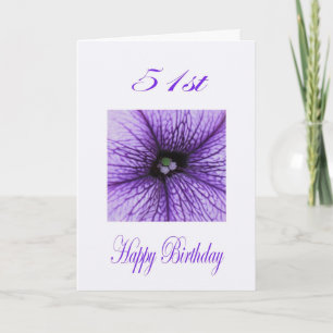 Carte Joyeux 51e Anniversaire fleur pourpre Blossom